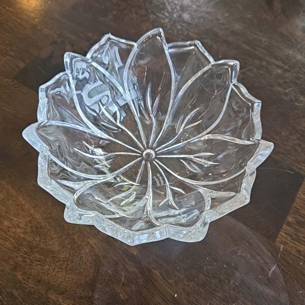WATERFORD Marquis POINSETTIA‎ BOWL, Cut Crystal, 5", CHRISTMAS